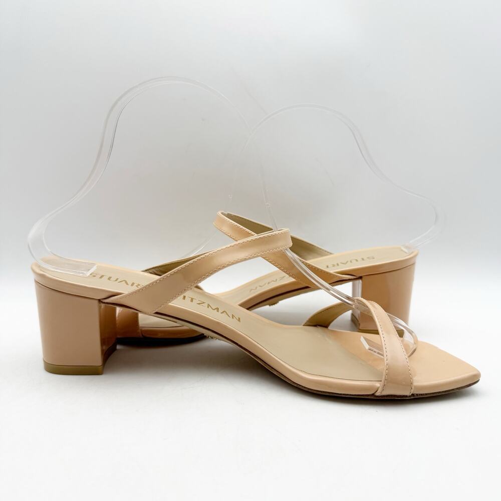 Stuart Weitzman Womens Aleena 50 Block Heel Sandals US 9 B Nude Leather - Picture 3 of 13